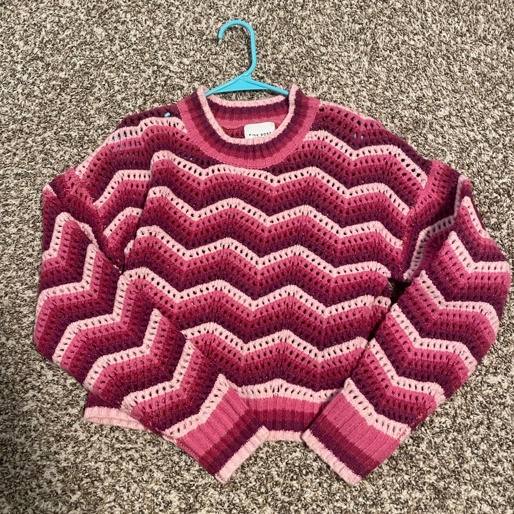 Pink Rose Multicolor Chevron Sweater